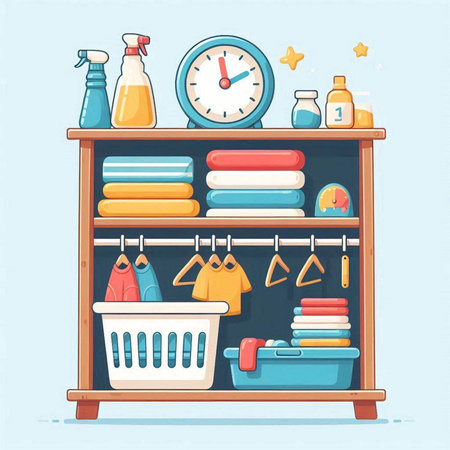 Laundry service. Laundry room. Vector illustration.のイラスト素材