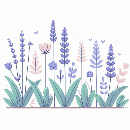 Lavender flowers vector illustration. Hand drawn lavender flowers.のイラスト素材