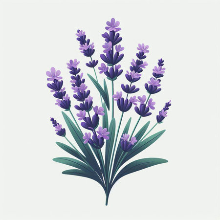 Lavender bouquet isolated on white background. Vector illustration.のイラスト素材