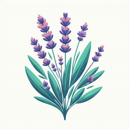 lavender flowers icon over white background, colorful design. vector illustrationのイラスト素材