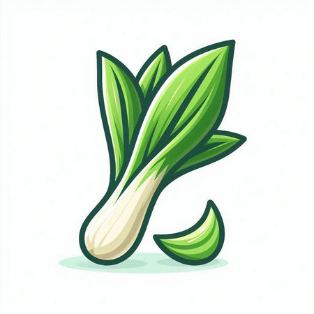 Illustration of a fresh green leek isolated on a white backgroundのイラスト素材
