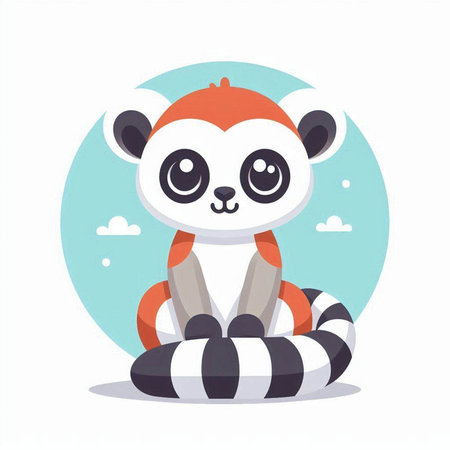Cute cartoon lemur. Vector illustration in a flat style.のイラスト素材