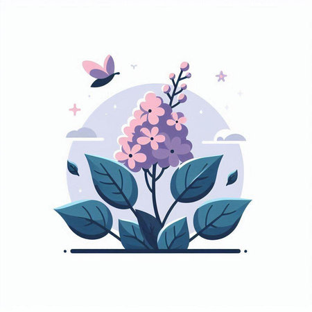 Flower vector illustration. Flat style. Spring concept. Floral background.のイラスト素材