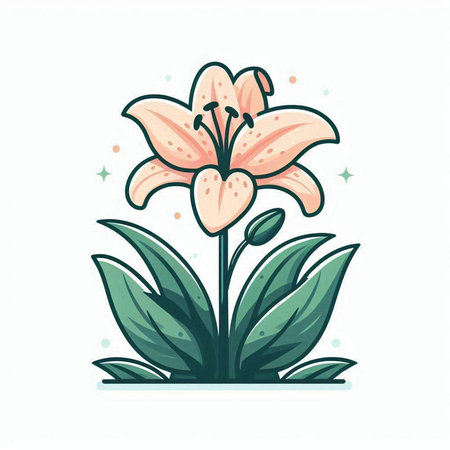 Lily flower. Vector illustration in flat style on white background.のイラスト素材