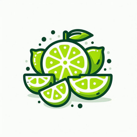 Lime fruit icon on white background. Vector illustration of lime.のイラスト素材