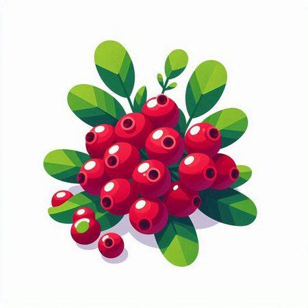 Vector illustration of a bunch of red cranberries on a white backgroundのイラスト素材