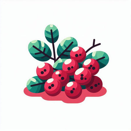 Red berries on a white background. Vector illustration in flat style.のイラスト素材