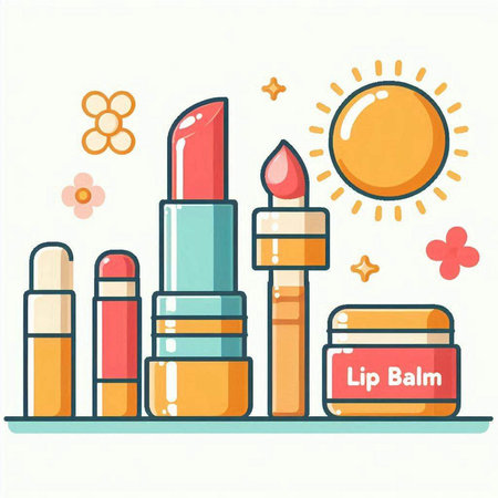 Lipstick and sun. Makeup and cosmetics. Vector illustrationのイラスト素材
