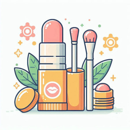 Cosmetic set. Makeup products. Vector illustration in flat styleのイラスト素材