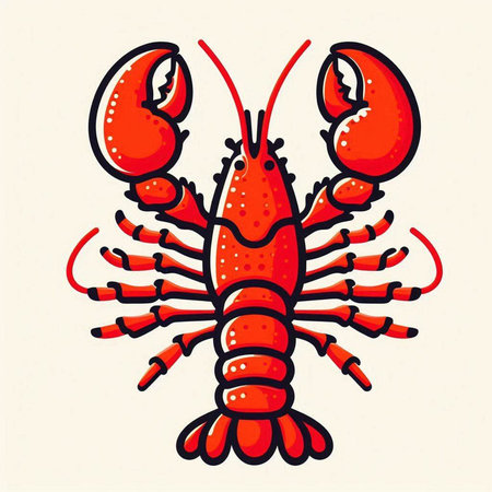 Lobster icon. Hand drawn illustration of lobster icon for web designのイラスト素材