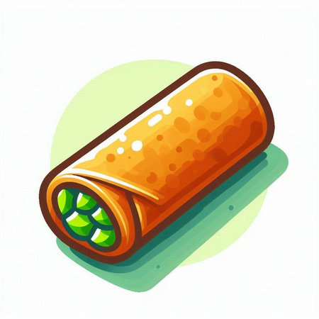 Illustration of a roll of spring rolls on a white background.のイラスト素材