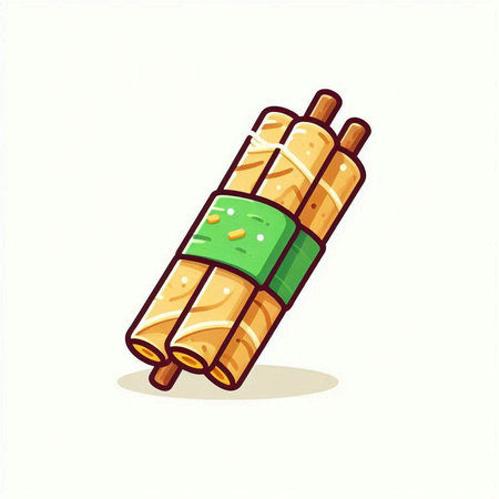 Crispy bamboo rolls. Vector illustration isolated on white background.のイラスト素材