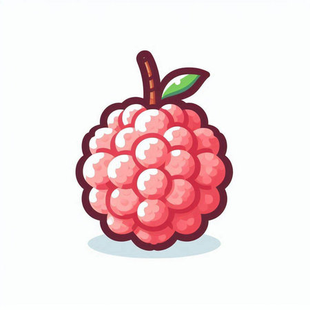 Raspberry vector illustration. Isolated raspberry on white background. Raspberry icon.のイラスト素材