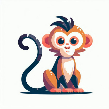 Cute cartoon monkey. Vector illustration isolated on a white background.のイラスト素材