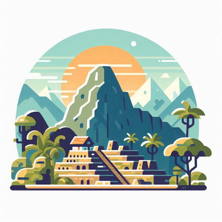 Landscape of the ancient city. Vector illustration in flat style.のイラスト素材