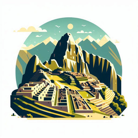 Landscape of the ancient city of Pompeii. Vector illustration.のイラスト素材
