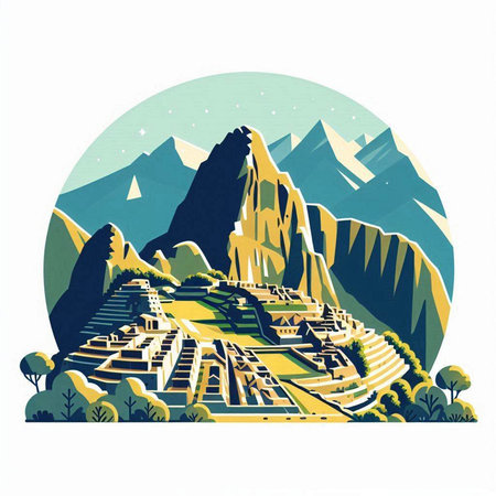 Mountain landscape in retro style. Vector illustration for your design.のイラスト素材