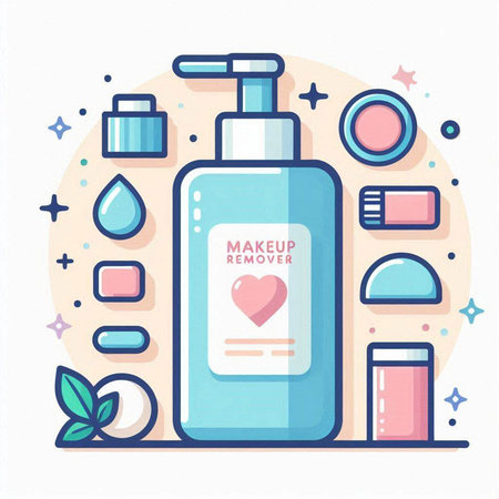 Cosmetics and skincare products. Vector illustration in flat styleのイラスト素材