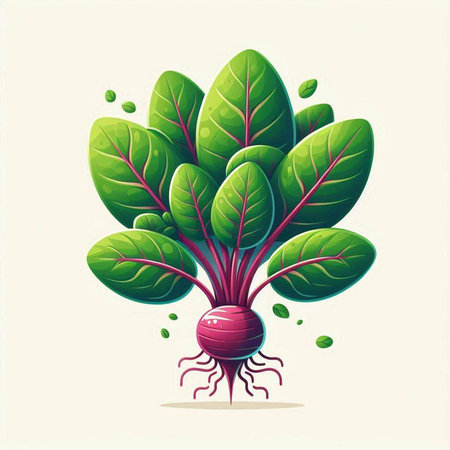 Beetroot with roots and leaves. Vegetable vector illustration.のイラスト素材