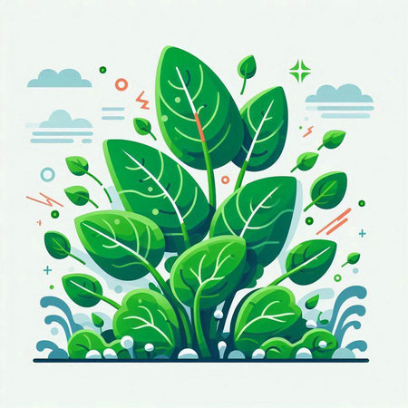 Vector illustration of green plant in flat style. Eco friendly concept.のイラスト素材
