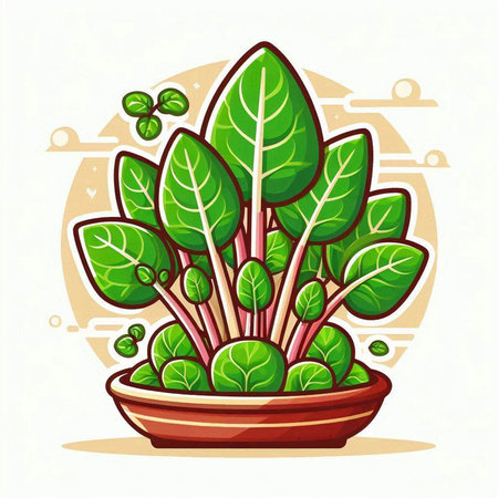 Illustration of a green sprouts in a pot on a white backgroundのイラスト素材