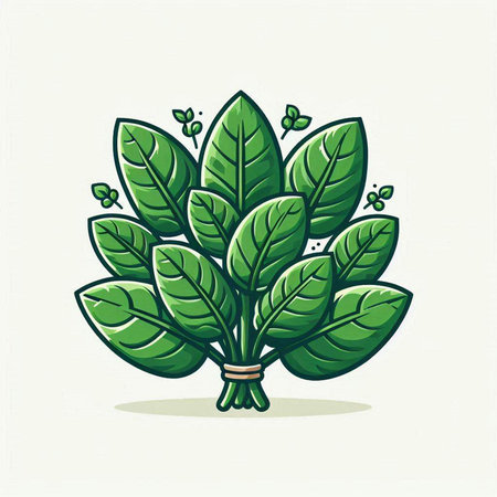 vector illustration of a bunch of green leaves on a white background.のイラスト素材