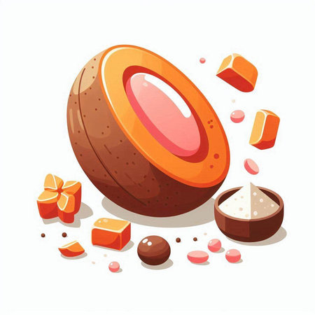 Coconut vector illustration. Coconut is a sweet dessert.のイラスト素材