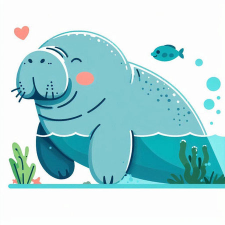 Illustration of a cute seal in the sea. Vector illustration.のイラスト素材