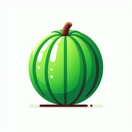 green watermelon isolated on a white background. Vector illustration of a watermelonのイラスト素材