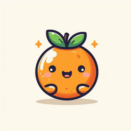 Cute orange fruit character isolated on white background, vector illustration.のイラスト素材