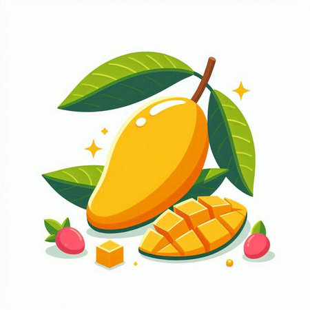 Mango fruit vector illustration. Mango fruit vector illustration isolated on white background.のイラスト素材