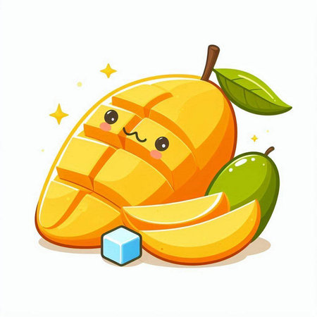 Mango fruit character isolated on white background. Vector Illustration.のイラスト素材
