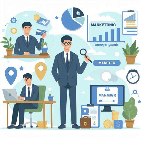 Businessman in office. Flat style vector illustration. Business concept.のイラスト素材