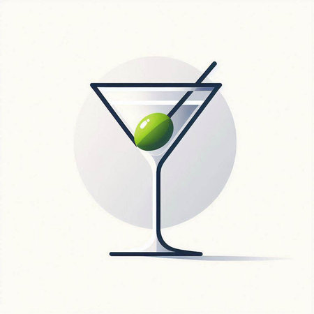 Cocktail with olives on a white background. Vector illustrationのイラスト素材