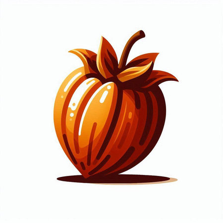 Vector illustration of a ripe physalis on a white background. Cartoon style.のイラスト素材