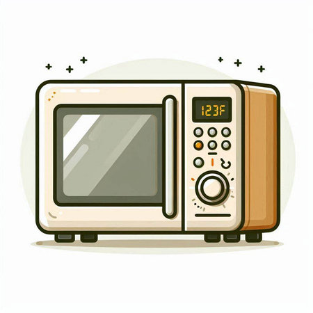Microwave oven isolated on white background. Vector cartoon illustration.のイラスト素材