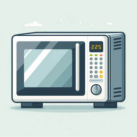 Microwave oven icon. Vector illustration in flat cartoon style.のイラスト素材
