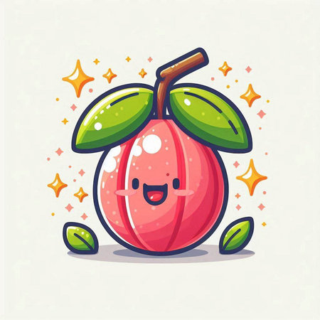 Cute cartoon plum fruit character design. Vector flat cartoon illustration.のイラスト素材