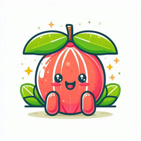 Cute cartoon pomegranate fruit character. Vector illustration.のイラスト素材