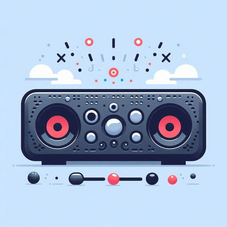 Vector illustration of modern audio speaker. Flat style design. Music concept.のイラスト素材