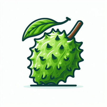 Soursop vector illustration. Exotic tropical fruit isolated on white background.のイラスト素材