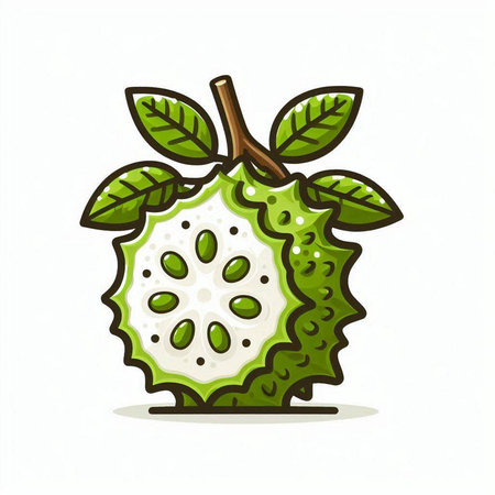 Soursop fruit isolated on the white background. Vector illustration.のイラスト素材