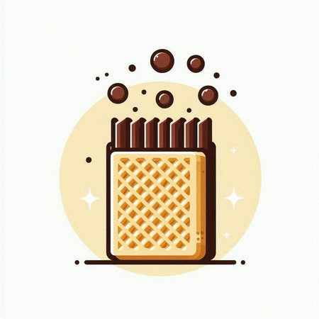 Waffle icon. Vector illustration of a waffle with chocolate.のイラスト素材