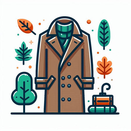 Autumn coat. Fashionable coat. Vector illustration in flat styleのイラスト素材