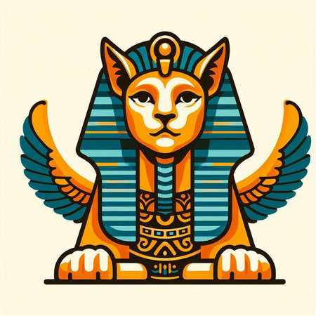 Egyptian god of wealth and prosperity. Vector illustration in retro styleのイラスト素材