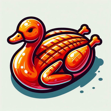 Illustration of a flamingo in the form of a duck.のイラスト素材