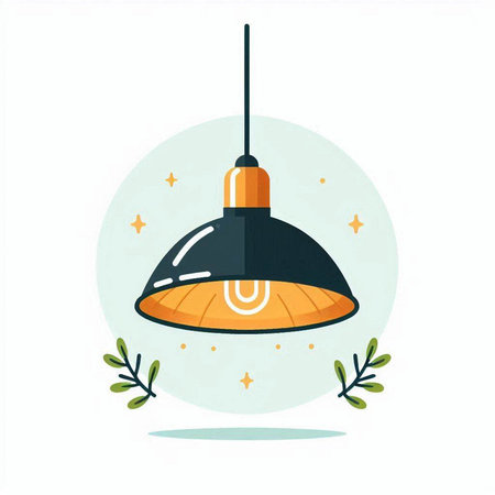 Ceiling lamp icon. Vector illustration in flat cartoon style.のイラスト素材