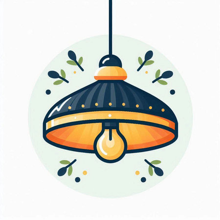 Ceiling lamp. Vector illustration in flat cartoon style. Decorative element for your design.のイラスト素材