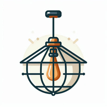 Light bulb in a cage. Vector illustration in a flat style.のイラスト素材