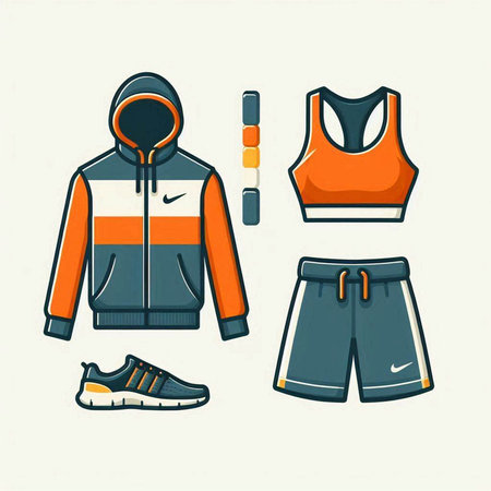 Set of sportswear. Vector illustration in flat design style.のイラスト素材